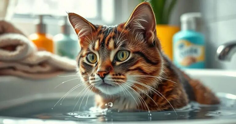 banho em gato