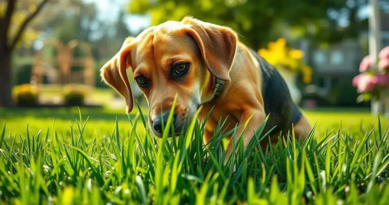 cachorro come grama