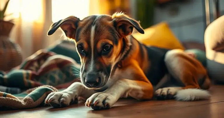 cachorro lambendo patas